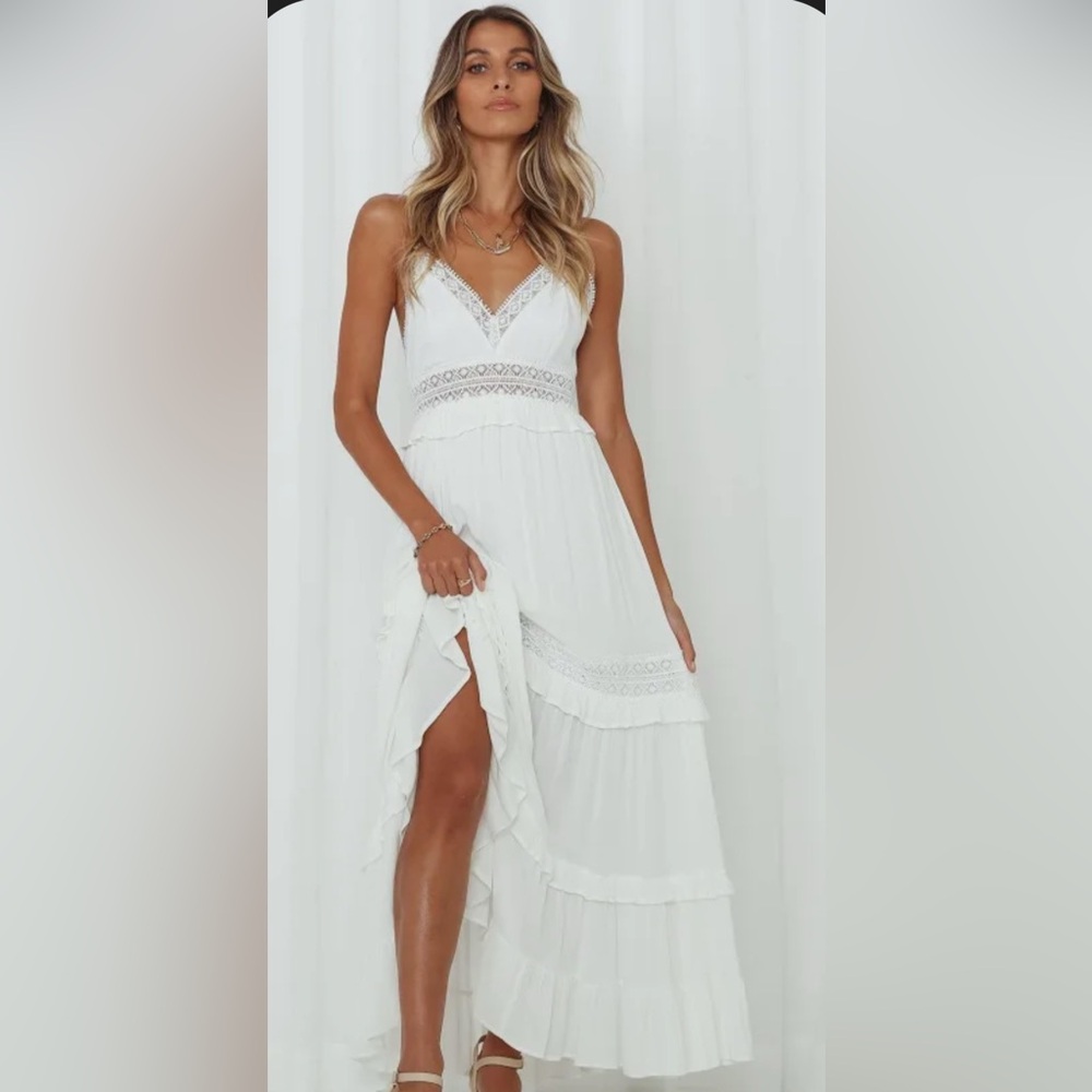 Hello Molly White / Cream Maxi Dress NWT